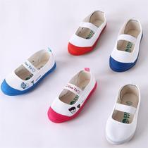 Big childrens gymnastics shoes White sneakers Mens and womens canvas shoes Gymnastics shoes Dance shoes Kindergarten white shoes Indoor shoes