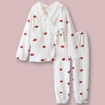 Japanese girl Japanese kimono home suit suit Sweet Lady long sleeve cotton gauze pajamas female spring and autumn