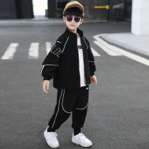 Male children Spring suits 2022 new spring and autumn zipped shirts Childrens fashion Childrens trendy children handsome two sets