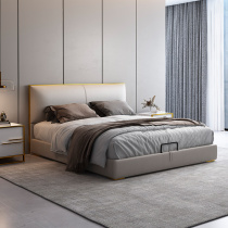 Leather bed Modern simple net red ins wind wedding bed 1 8 meters master bedroom new soft bed light luxury Nordic double leather bed