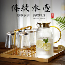 European vertical pattern cold kettle home high temperature resistant glass kettle large capacity water bottle kettle water cup set cold kettle