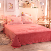 Winter flannel four-piece set Coral velvet thickened childrens quilt cover sheets double-sided velvet Falai velvet bed three-piece set