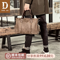 Dede mens Hand bag horizontal Business Mens bag shoulder shoulder bag retro casual briefcase Korean version computer bag