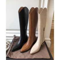 White boots female knight boots 2020 new small boots high western cowboy boots winter velvet