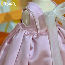 Pink female treasure one year old dress high-end girl 100 days childrens piano performance host princess dress spring and autumn foreign atmosphere