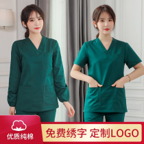 Hand washing clothes Short-sleeved doctor clothes Cotton surgical clothes Operating room men and women split suit Pet hospital overalls