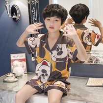 Boys pajamas summer thin section Large childrens ice silk fat childrens fat increase boys childrens 2021 new summer