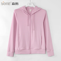 Sen Goose Lady Jacket New Cardiovert Hooded Sweatshirt Pure Cotton Thread Spring Autumn Sunscreen Slim mid Old Age outwear 4126