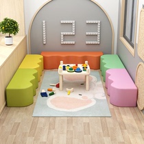 Early Education Center Soft-coated strip Alien Wavy Sofa Stool kindergarten Rest area Shoes Stool Training Institution Bench