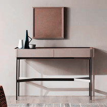 Italian minimalist saddle leather solid wood entrance table modern designer metal hall entrance table desk dressing table