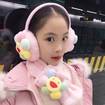Winter parent-child children cute warm earmuffs scarf two-piece suit warm cover male and female childrens earmuffs ear wrap neck