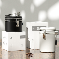 304 Stainless Steel Exhaust Valve Breathing Sealed Tank Storage Cans Coffee Bean Storage Tins with Spoon Storage