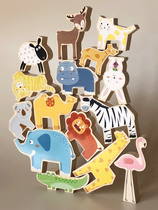 Infant wooden toys Animal cognitive building blocks stacking music table games Childrens balance strength exercise puzzle strength