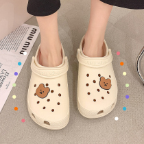 Dongle Shoes Sandals Women Ins Non-slip 2022 New Sloth Beach Baotou Semi Cool Slippers Womens Summer Outwear