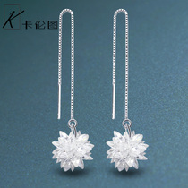 925 pure silver ice floral earline female long paragraph flow suSnow flower crystal earrings silver earring earring 2022 new wave