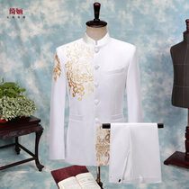 Zhongshan clothing Chinese style boys Chinese style choir performance clothing men host dress large size embroidery summer