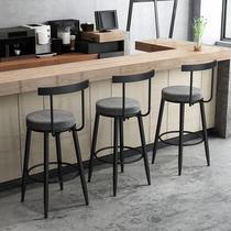 Bar stool high stool Nordic bar chair wrought iron chair light luxury home back high bar chair bar stool front desk chair