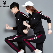 2021 New Playboy Couple Sports Set Spring and Autumn Mens and Womens Casual Cardigan Two Piece Handsome Sportswear