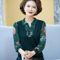 Mother autumn long sleeve T-shirt 50 years old middle-aged women thin clothes on the elderly spring and autumn foreign atmosphere base shirt