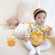 Korean version of the baby autumn jumpsuit female baby super western style bag fart suit Princess full moon Haiyi 100 days spring and autumn climbing suit