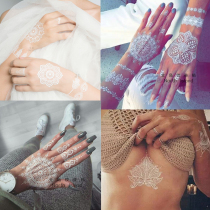 6 white lace tattoo stickers waterproof female long-lasting sexy flower arm simulation Hina hand back finger clavicle stickers ins