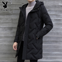 Playboy down jacket mens long winter thickened 2021 new trendy brand trend winter jacket men