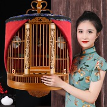 Bird cage large full set of bamboo round cage bamboo cage Yilong old bamboo starlings parrot thrush bird cage
