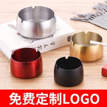 New ashtray stainless steel large household windproof smoke disc hotel Internet cafe restaurant creative custom LOGO
