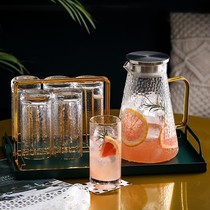 Nordic water set household glass light luxury water cup set living room tea cup simple creative with tray 6 sets