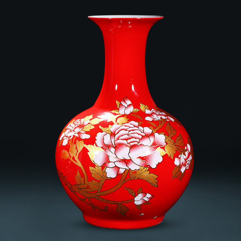 景德镇陶瓷落地红色大花瓶-景德镇陶瓷落地红色大花瓶促销价格、景德镇