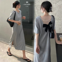 Net red maternity dress summer suit Summer short-sleeved dress Children wear large size maternity dress Summer thin section