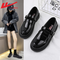 Huili small leather shoes women Spring and Autumn English style Mary Jane shoes thick soles jk shoes black flat soles shoes women