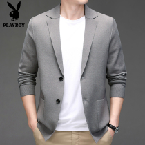 Playboy knit suit mens spring and autumn thin cardigan sweater middle-aged mens casual suit jacket single piece
