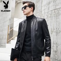 Playboy mens leather clothes spring and autumn trend of Handsome Handy Jacket coat mens clothing tide
