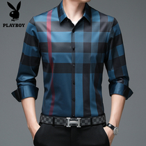  Playboy loose shirt mens long-sleeved autumn new incognito-free hot-hanging middle-aged mens dad shirt