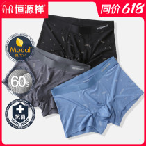 Hengyuanxiang antibacterial mens underwear flat ice silk incognito Modal breathable four corners shorts trend large size boys