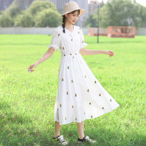 Girl dress long over the knee Xiaoqing new summer high school junior high school students long dress college style white princess skirt