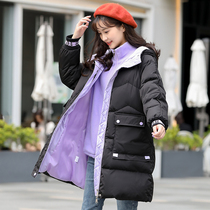 Girl down jacket junior high school students long-term youth High School girls winter parker jacket Korean version loose