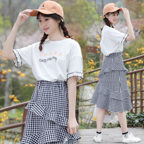 Junior high school students summer suit Korean version of college style high school girls girl fashion girl summer skirt two-piece set