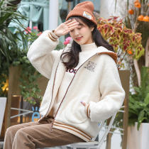 Junior high school students plus velvet coat high school girls little girls autumn and winter short thick cute lamb plush coat