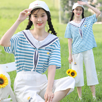 Girl summer suit high school girl Big Boy junior high school student summer fashion Net Red 13-year-old Sailor suit Academy style