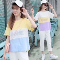 2020 Summer Girls summer junior high school students Korean suit T-shirt High School School style short sleeve two-piece set