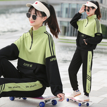 2020 Autumn new junior high school girls high school students sportswear set girl Korean loose casual two-piece set