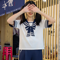 Navy collar jk short sleeve top girl junior high school students summer clothes High School Girls College Style summer T-shirt Seaman suit