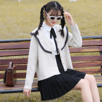 Sweet sweater coat Korean version wear autumn and winter small girl High School Girls Junior High School students knitted cardigan