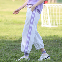 Leisure sports pants nine-point loose summer thin girls Big children junior high school students high school girls straight