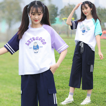 Junior high school student sports suit girl summer dress Net red 15-year-old high school girl fashion girl Summer Forest Leisure
