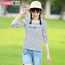 Girl Long Sleeve base shirt T-shirt Black and White Stripe Point 2020 Spring New Korean Junior High School Student Top