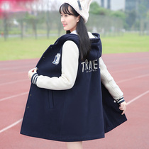 Baseball uniform sweater girls coat autumn Korean version of the long college wind junior high school students Autumn long windbreaker