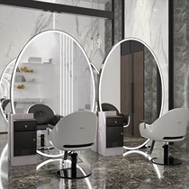 Hairdressing shop large round mirror single-sided hair salon special with lamp reliable wall-to-ceiling mirror hair cutting mirror
